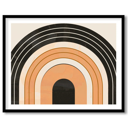 This retro-themed wall art piece captures the essence of geometric elegance with its bold archway for space