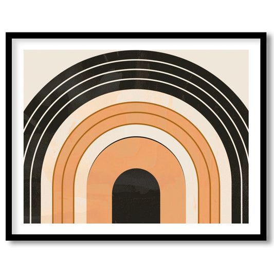 This retro-themed wall art piece captures the essence of geometric elegance with its bold archway for space