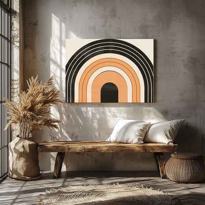 This retro-themed wall art piece captures the essence of geometric elegance with its bold archway for Veranda