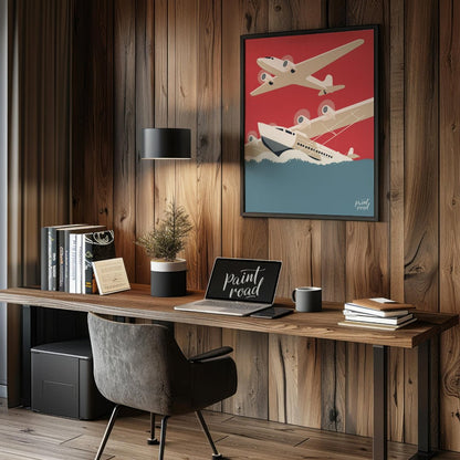 Retro Aviation Poster Painting available online at Paintroad showing adventure airplane and art