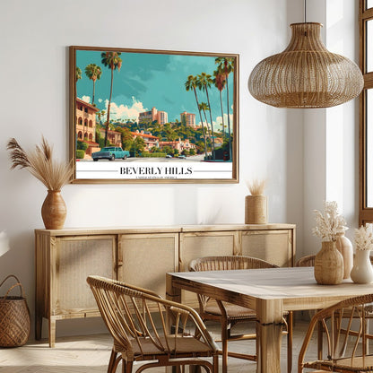 Experience the vintage charm of Beverly Hills with this stunning art print. Capturing the iconic for Dining