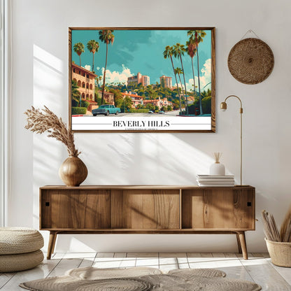 Experience the vintage charm of Beverly Hills with this stunning art print. Capturing the iconic for Sitting Area