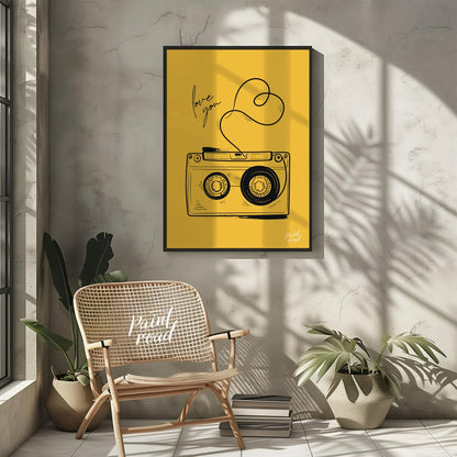 This nostalgic and charming art print features a classic retro cassette tape rendered in a clean, b… for other