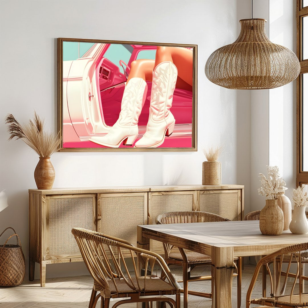 Immerse yourself in a fusion of vintage style and contemporary art with this striking piece. for Dining
