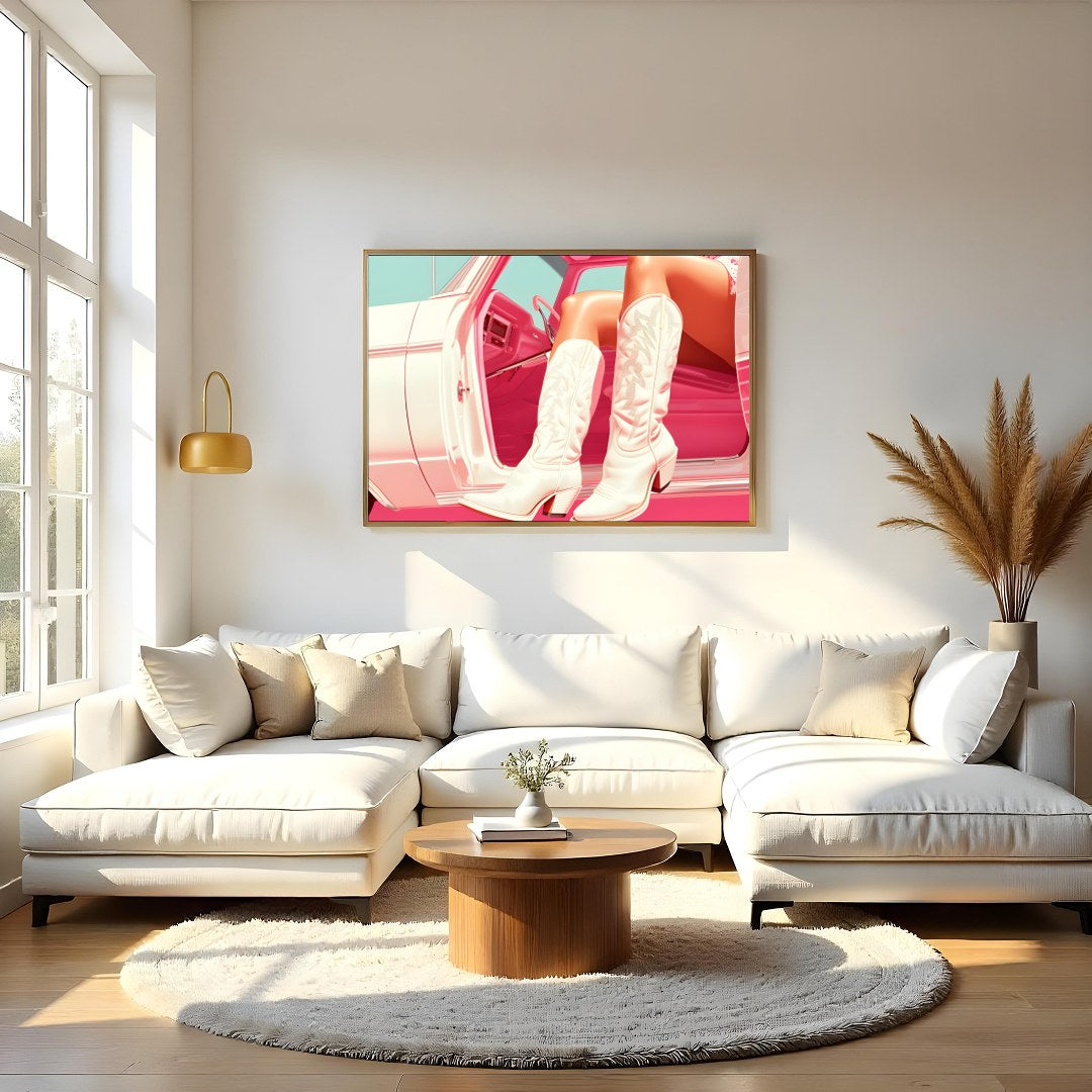 Immerse yourself in a fusion of vintage style and contemporary art with this striking piece. for Living Room