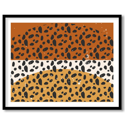 This unique piece of art creatively combines geometric shapes with a retro color palette, evoking a for studio