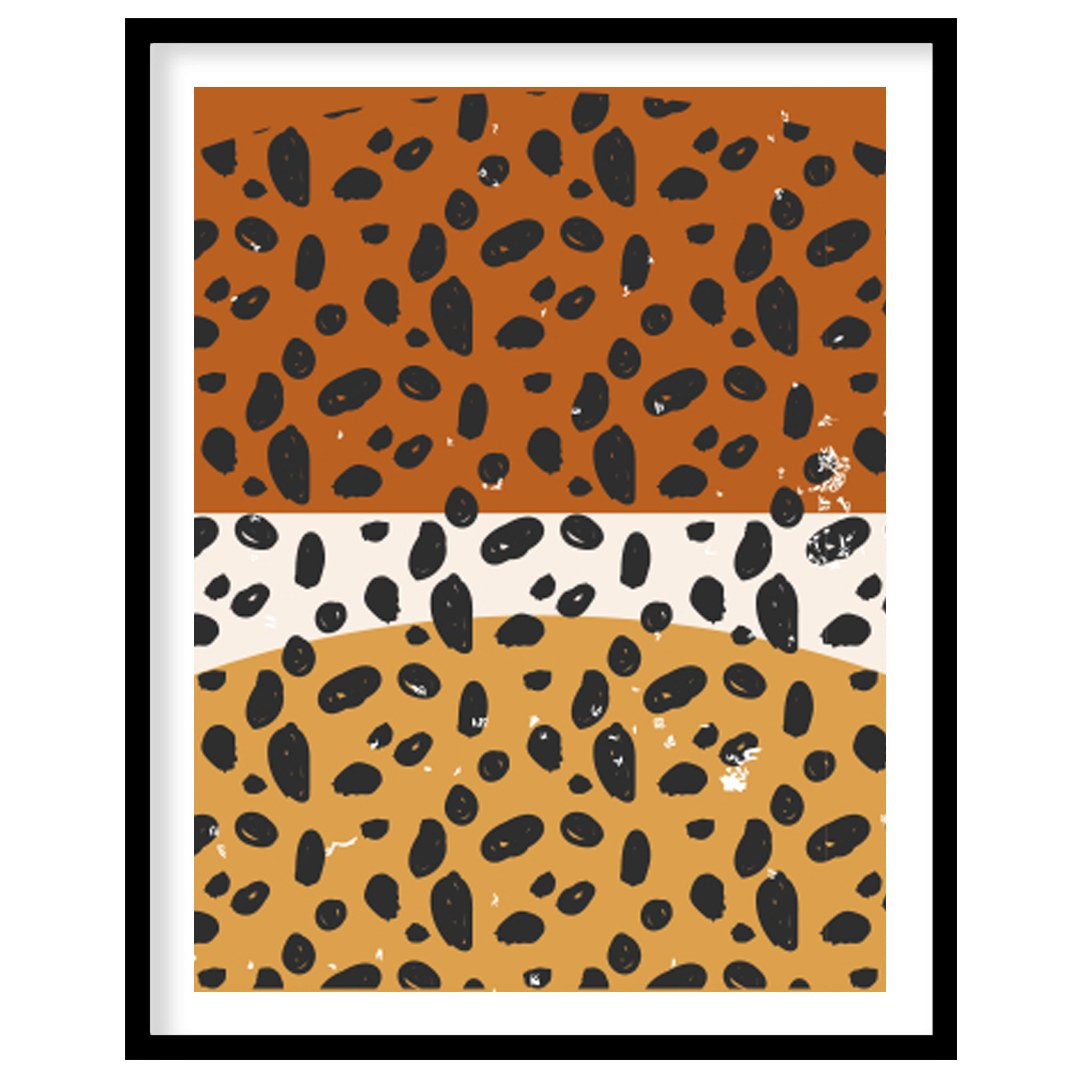 This unique piece of art creatively combines geometric shapes with a retro color palette, evoking a for studio