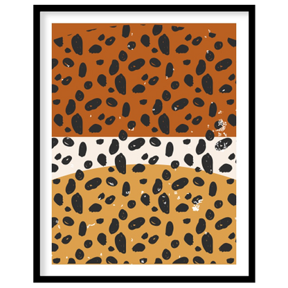This unique piece of art creatively combines geometric shapes with a retro color palette, evoking a for studio