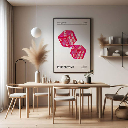 Bring a blast of vintage charisma into your space with this electrifying “Retro Dice Glow” art prin… for dining room