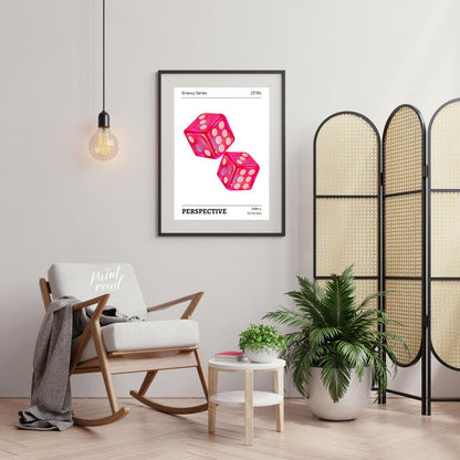 Bring a blast of vintage charisma into your space with this electrifying “Retro Dice Glow” art prin… for living room
