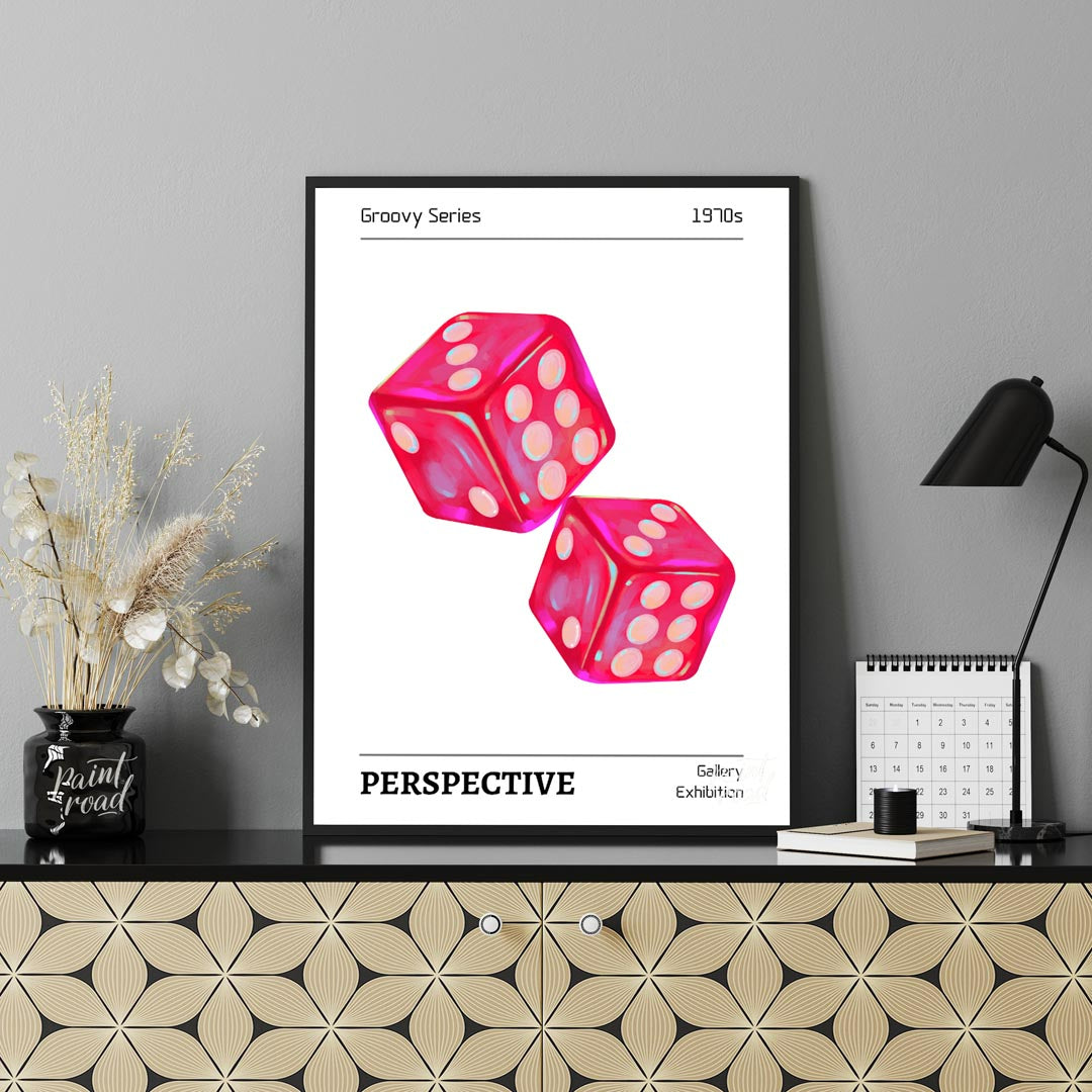 Bring a blast of vintage charisma into your space with this electrifying “Retro Dice Glow” art prin… for office