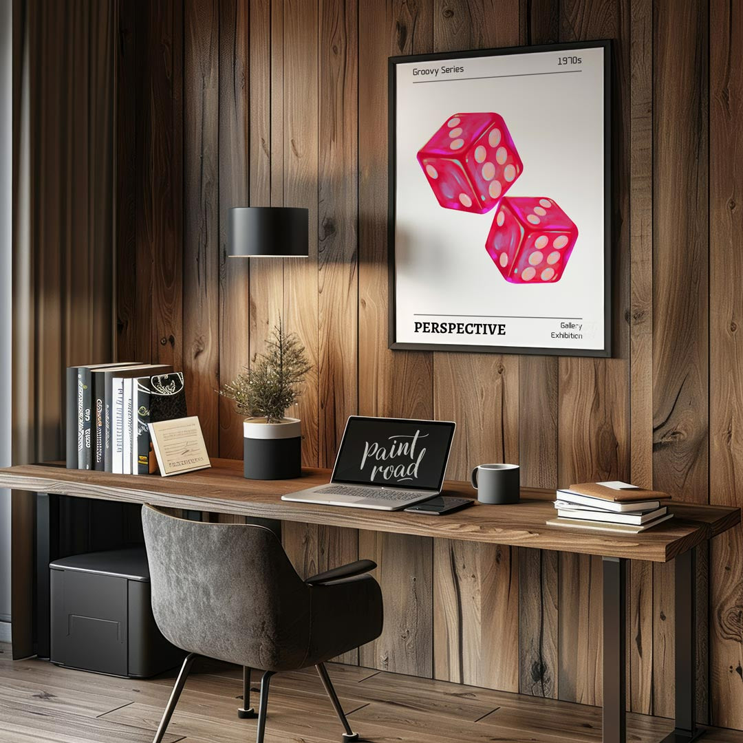 Bring a blast of vintage charisma into your space with this electrifying “Retro Dice Glow” art prin… for office