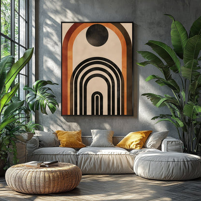 This captivating geometric artwork features a series of bold arches in rich earthy tones. Perfect for Balcony