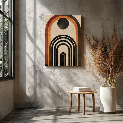 This captivating geometric artwork features a series of bold arches in rich earthy tones. Perfect for Entrance