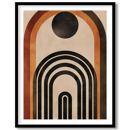 This captivating geometric artwork features a series of bold arches in rich earthy tones. Perfect for kitchen