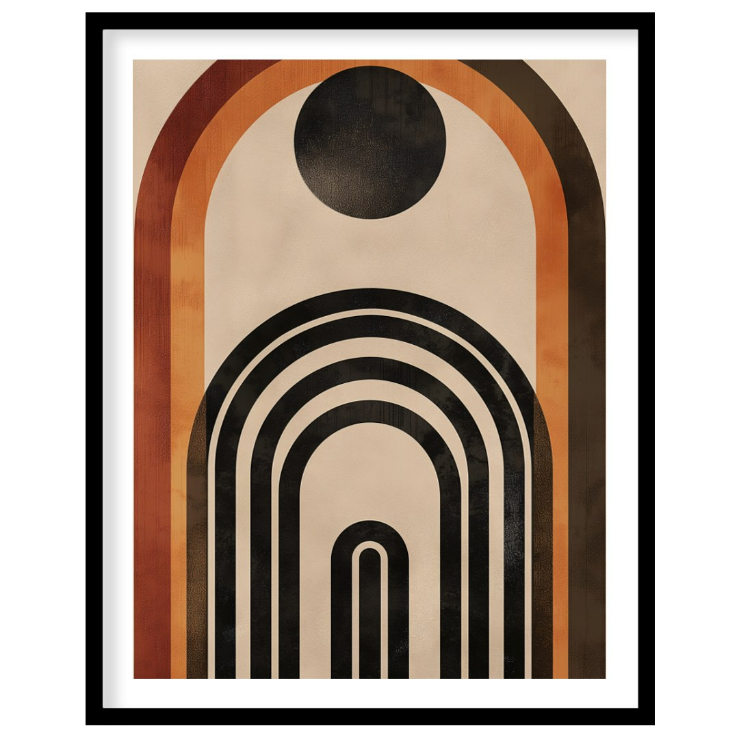 This captivating geometric artwork features a series of bold arches in rich earthy tones. Perfect for kitchen
