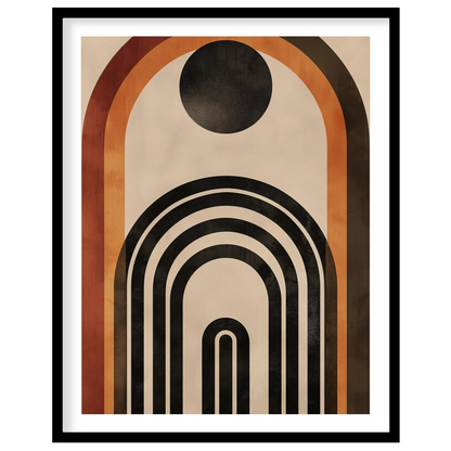 This captivating geometric artwork features a series of bold arches in rich earthy tones. Perfect for kitchen