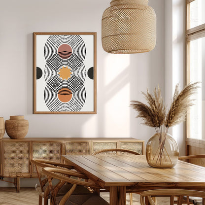 Elevate your space with this retro-inspired geometric artwork, featuring overlapping circles and for Extra Kitchen