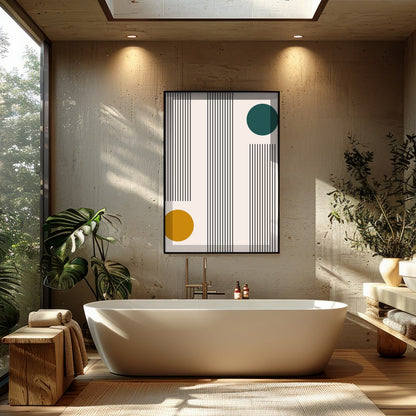 Discover a unique blend of retro charm and modern sophistication with this geometric wall art. The for Bathroom