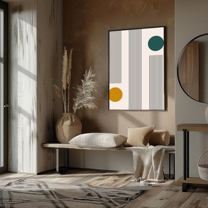 Discover a unique blend of retro charm and modern sophistication with this geometric wall art. The for decor
