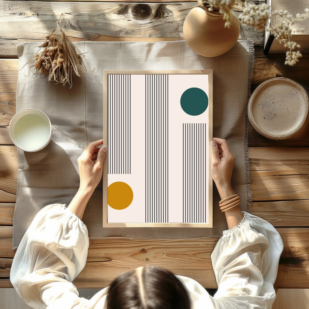 Discover a unique blend of retro charm and modern sophistication with this geometric wall art. The for Kitchen