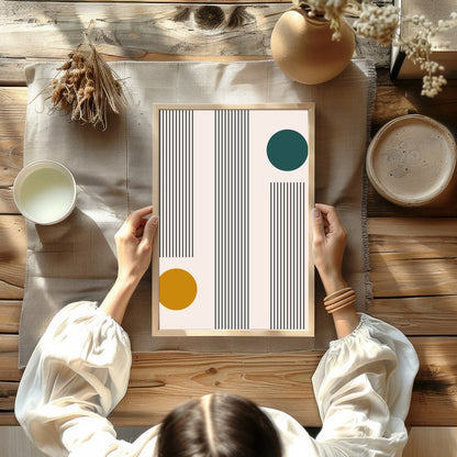 Discover a unique blend of retro charm and modern sophistication with this geometric wall art. The for Kitchen
