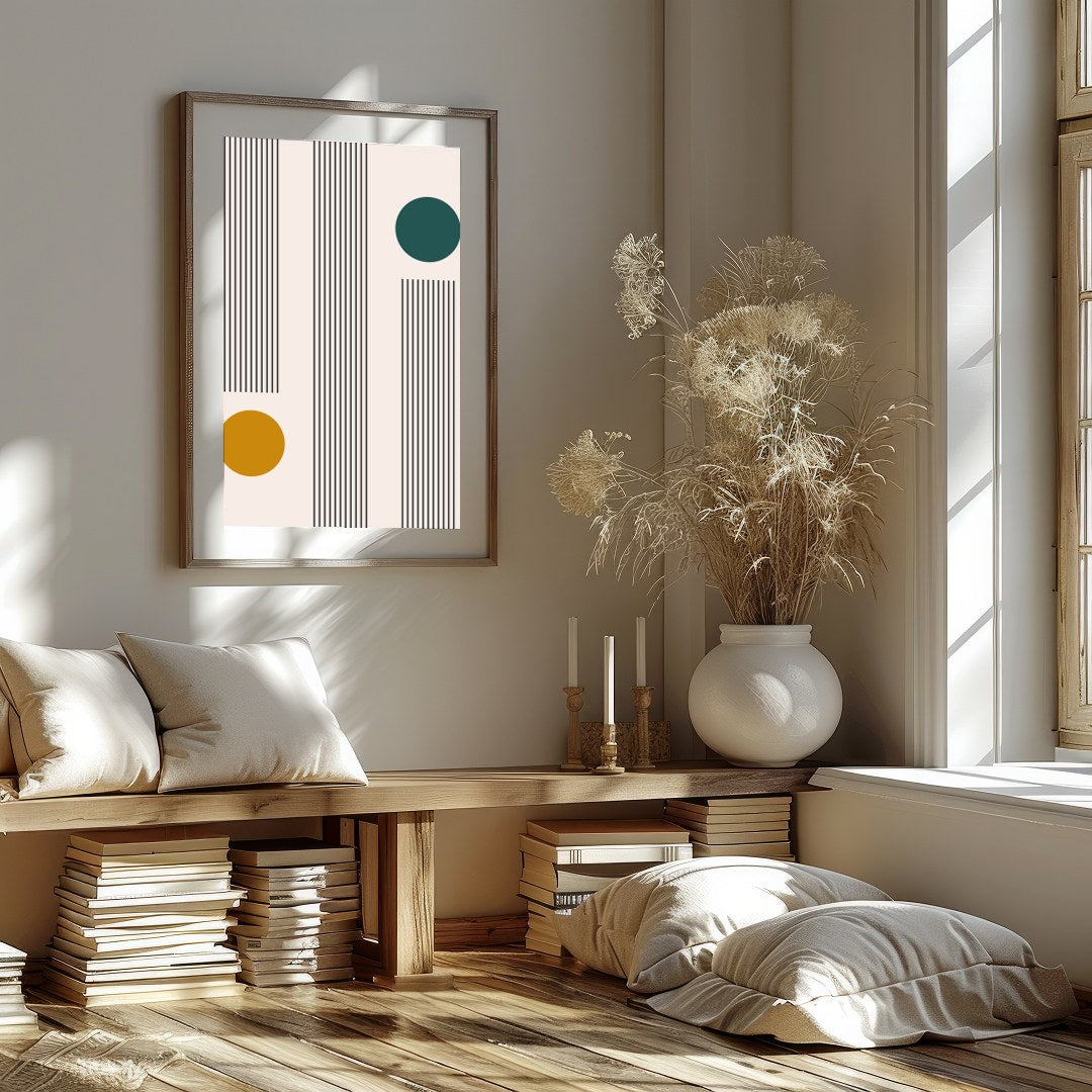 Discover a unique blend of retro charm and modern sophistication with this geometric wall art. The for lovely-house