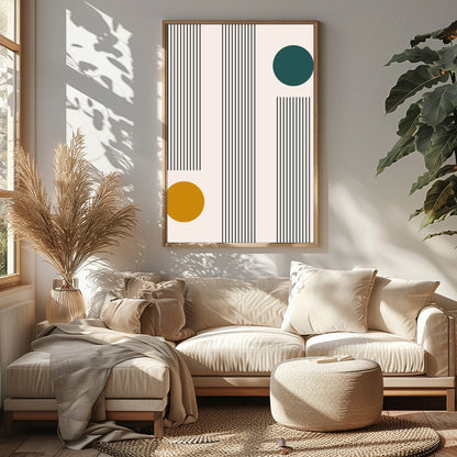 Discover a unique blend of retro charm and modern sophistication with this geometric wall art. The for Sitting Area