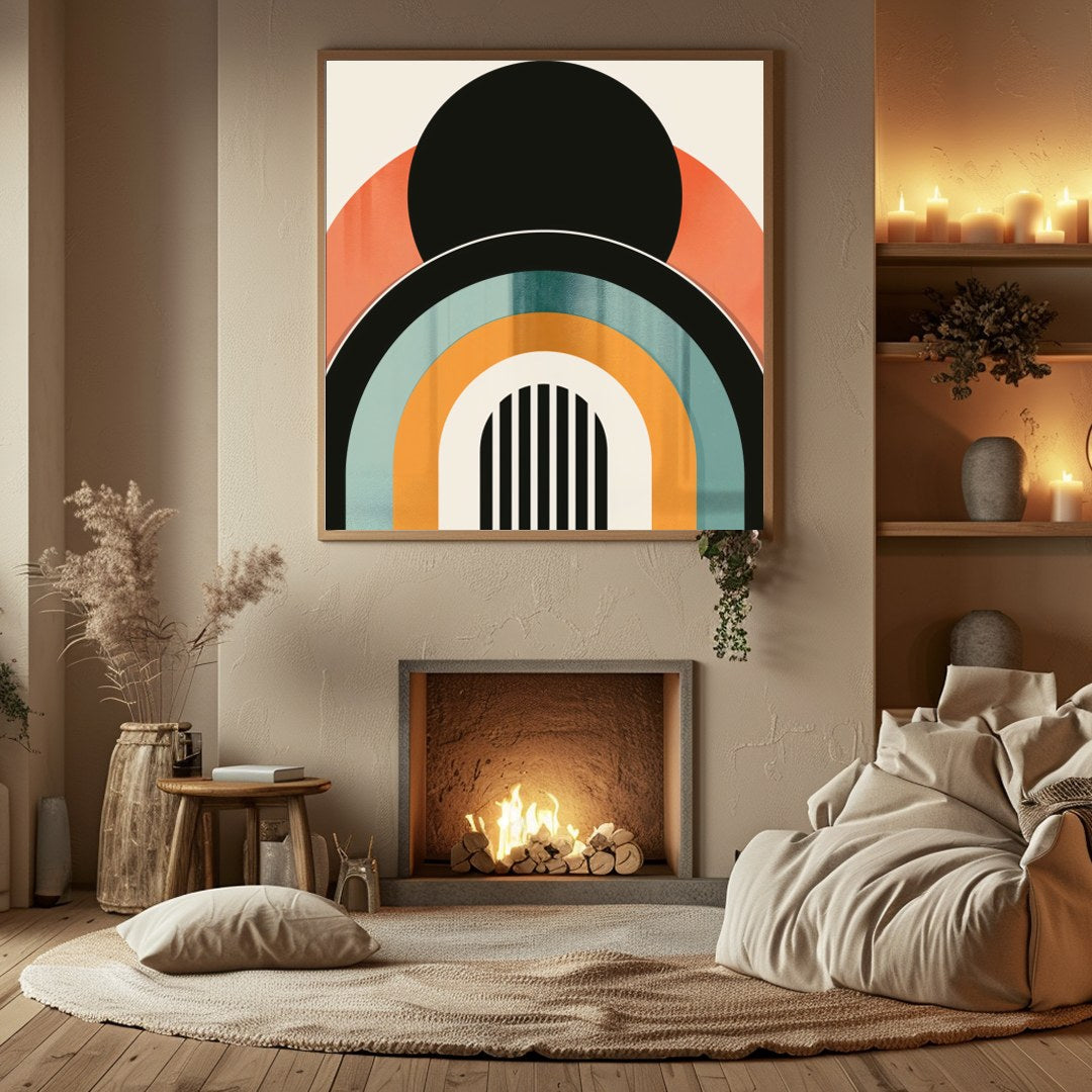 This captivating geometric wall art piece brings a touch of vintage flair with its bold arches and for Hall