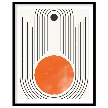 Elevate your space with this stunning retro geometric artwork, featuring a bold orange sun for sweet-home
