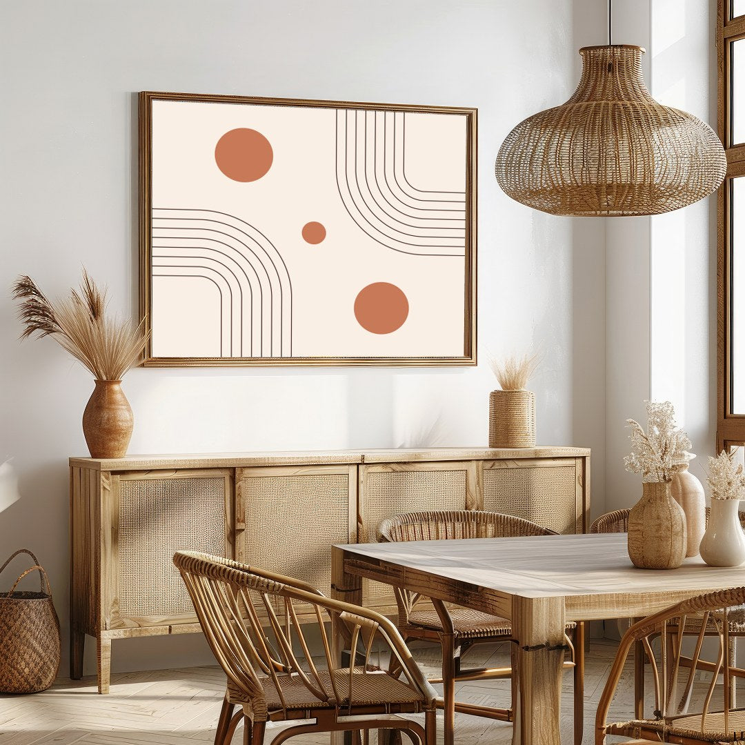 Embrace a minimalist aesthetic with this harmonious blend of geometric lines and circles. The for Dining