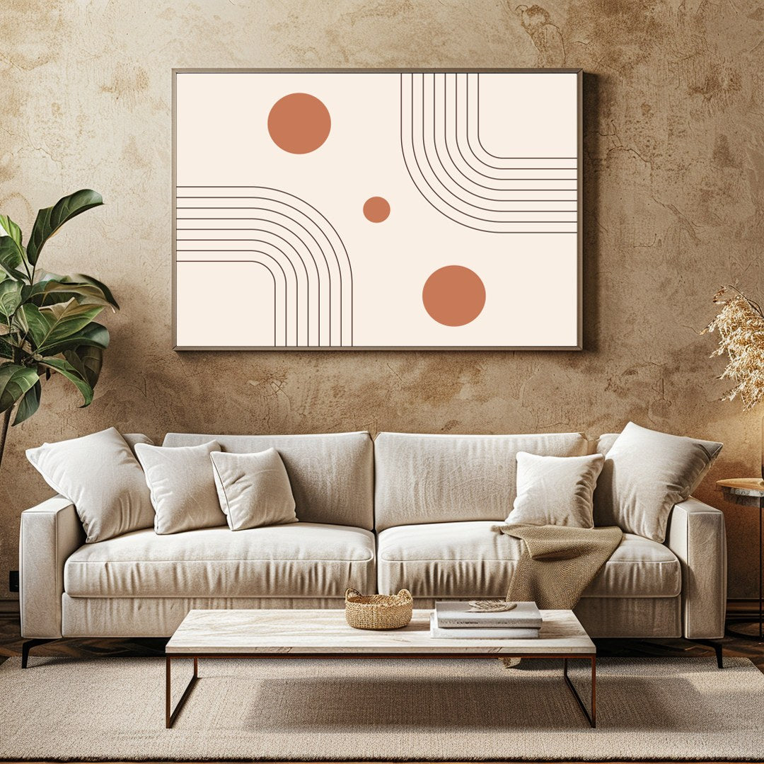Embrace a minimalist aesthetic with this harmonious blend of geometric lines and circles. The for Family Room