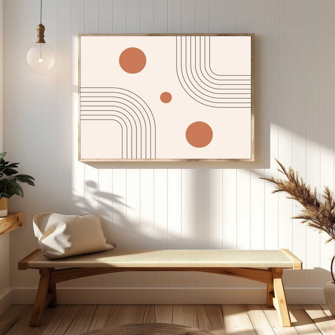 Embrace a minimalist aesthetic with this harmonious blend of geometric lines and circles. The for Hallway