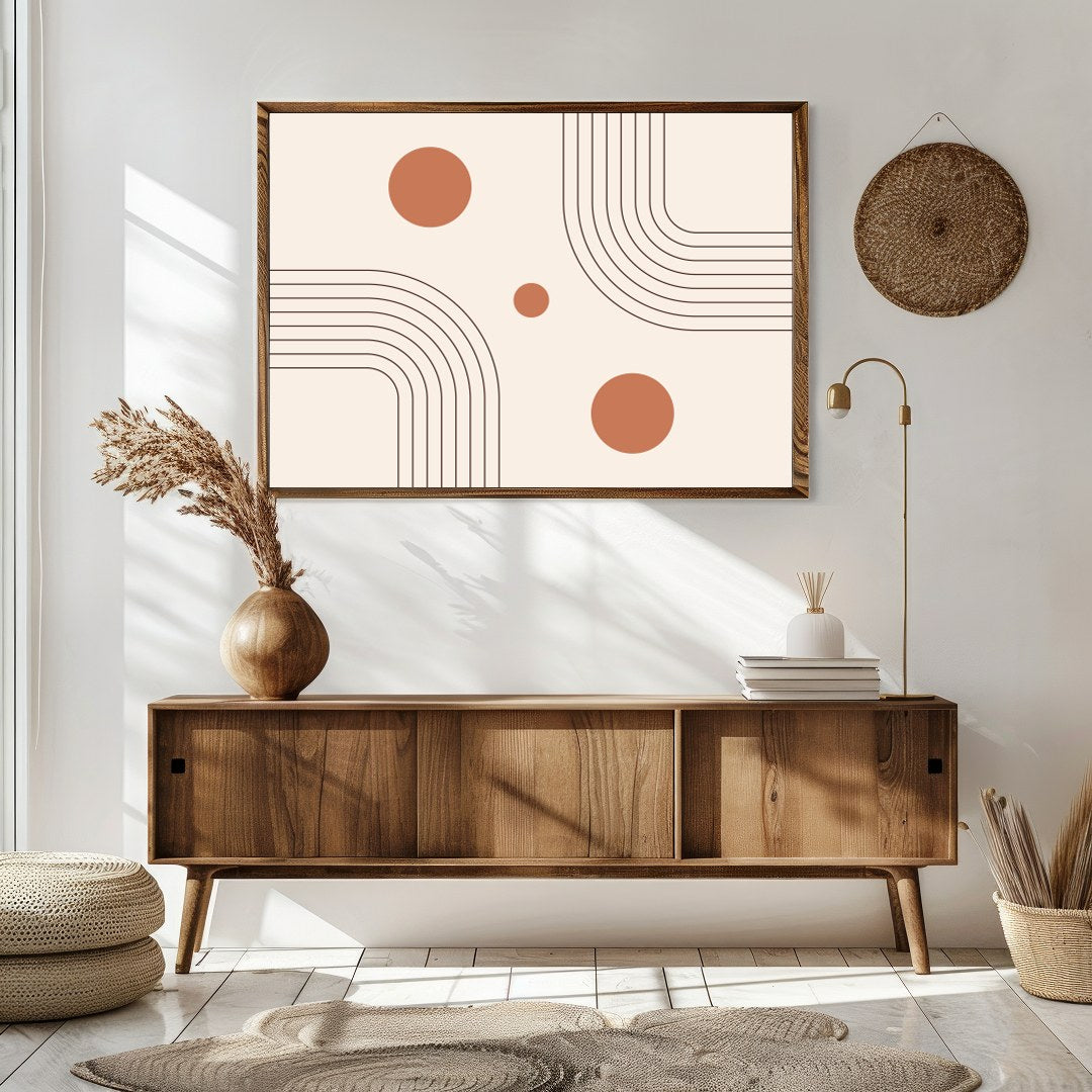 Embrace a minimalist aesthetic with this harmonious blend of geometric lines and circles. The for Sitting Area