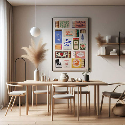 This nostalgic matchbook collage poster is a visual throwback to mid-century Americana. A collectio… for dining room