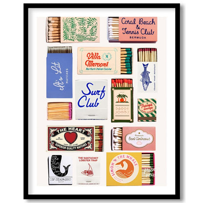 This nostalgic matchbook collage poster is a visual throwback to mid-century Americana. A collectio… for place
