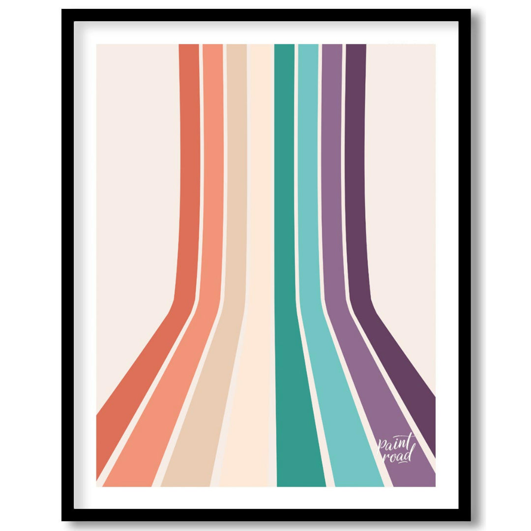 This visually striking abstract print features a series of parallel vertical stripes in a warm, ret… for lovely house