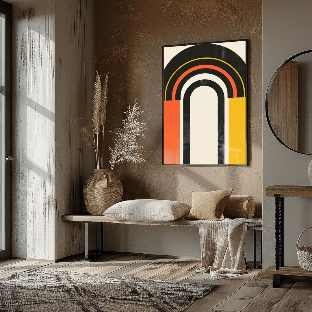Dive into a world of bold expression with the Retro Spectrum Arch. This captivating piece combines for space