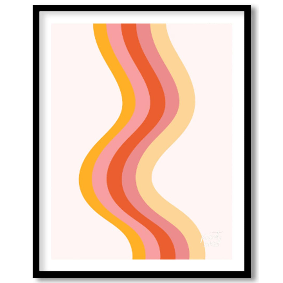 Retro Waves Harmony is a warm, minimalistic art print that captures the nostalgia of 70s-inspired c… for house