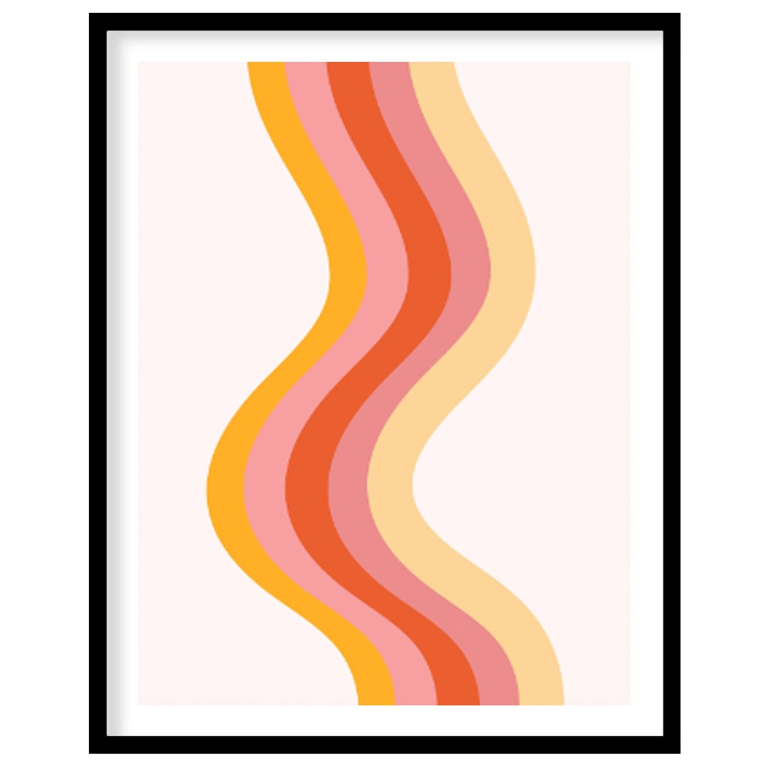 Retro Waves Harmony is a warm, minimalistic art print that captures the nostalgia of 70s-inspired c… for house