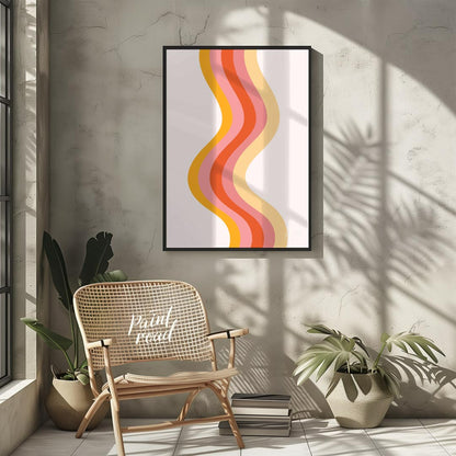 Retro Waves Harmony is a warm, minimalistic art print that captures the nostalgia of 70s-inspired c… for living room