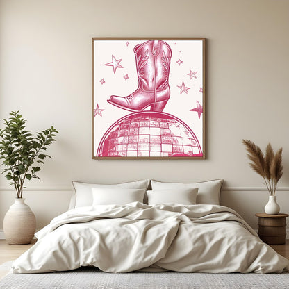 Capture the spirit of the Wild West with this playful wall art featuring a classic cowboy boot for Bedroom