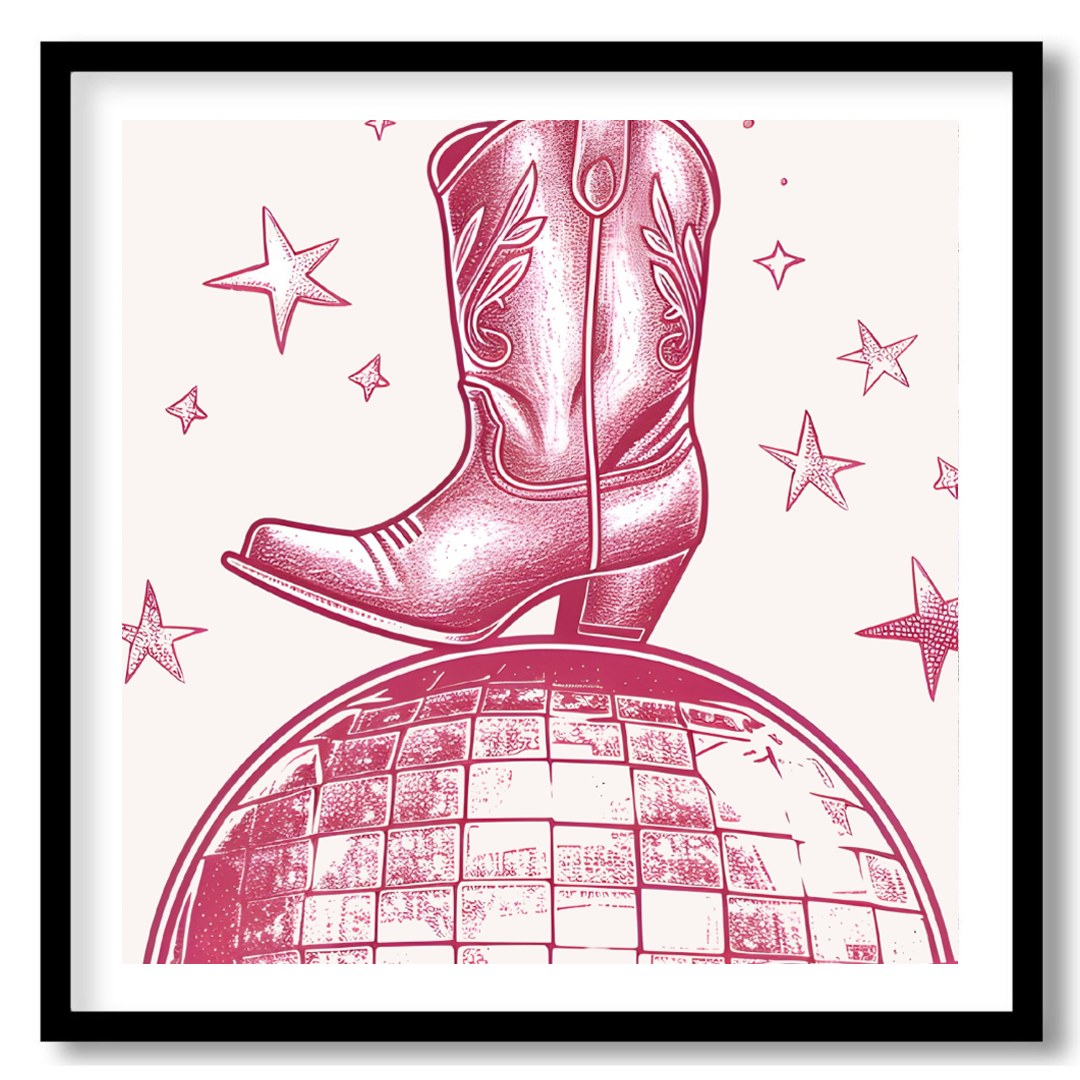 Capture the spirit of the Wild West with this playful wall art featuring a classic cowboy boot for decor
