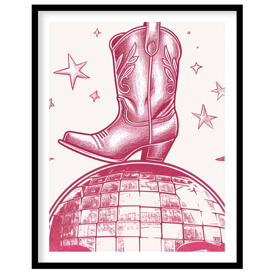 Capture the spirit of the Wild West with this playful wall art featuring a classic cowboy boot for decor