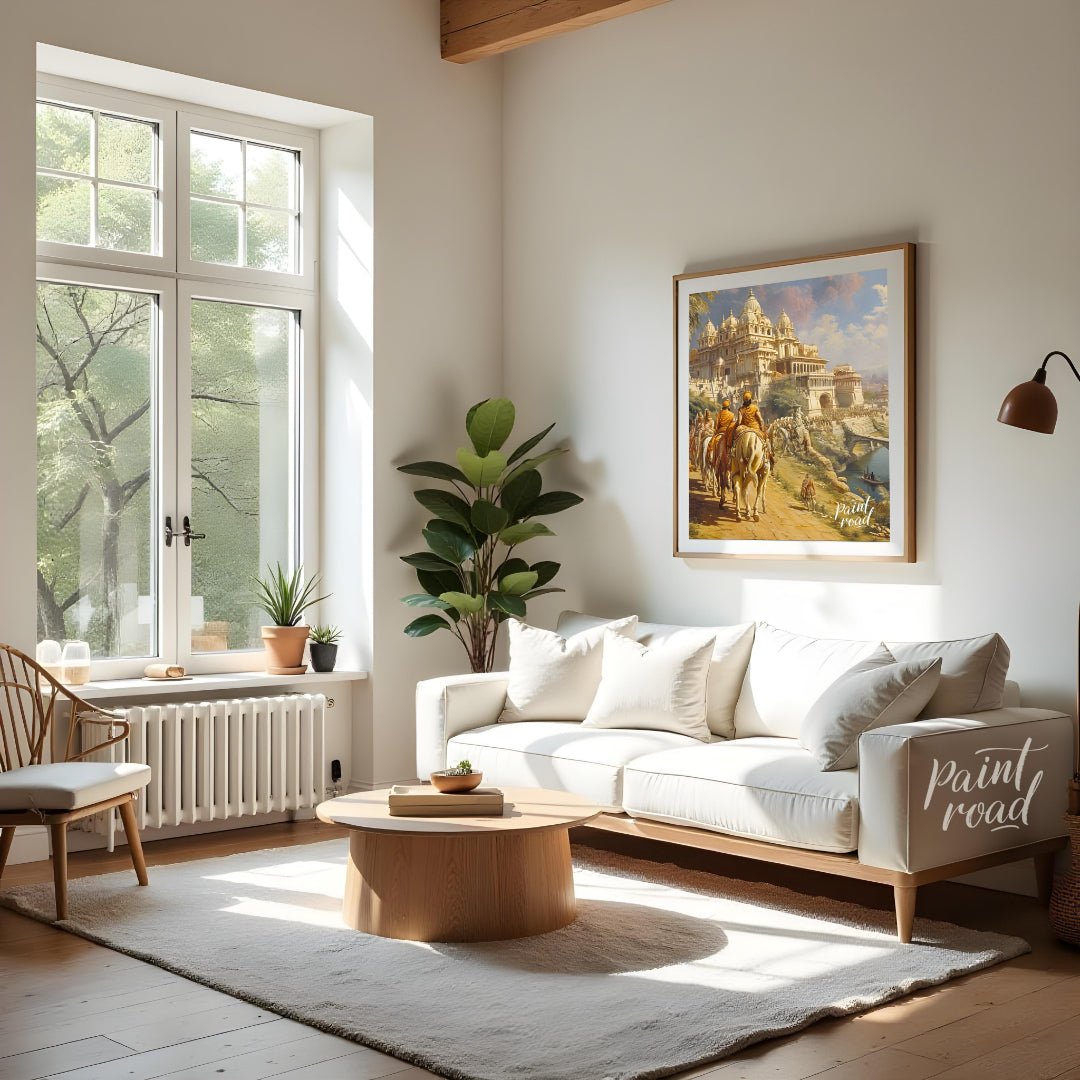 Return to the Golden Kingdom Painting available online at Paintroad showing ancient architecture and Bedroom