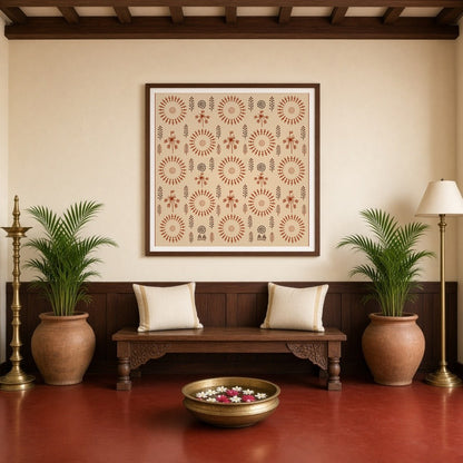 Celebrate the rhythmic harmony of life with this captivating Warli artwork. Featuring intricate for Entrance