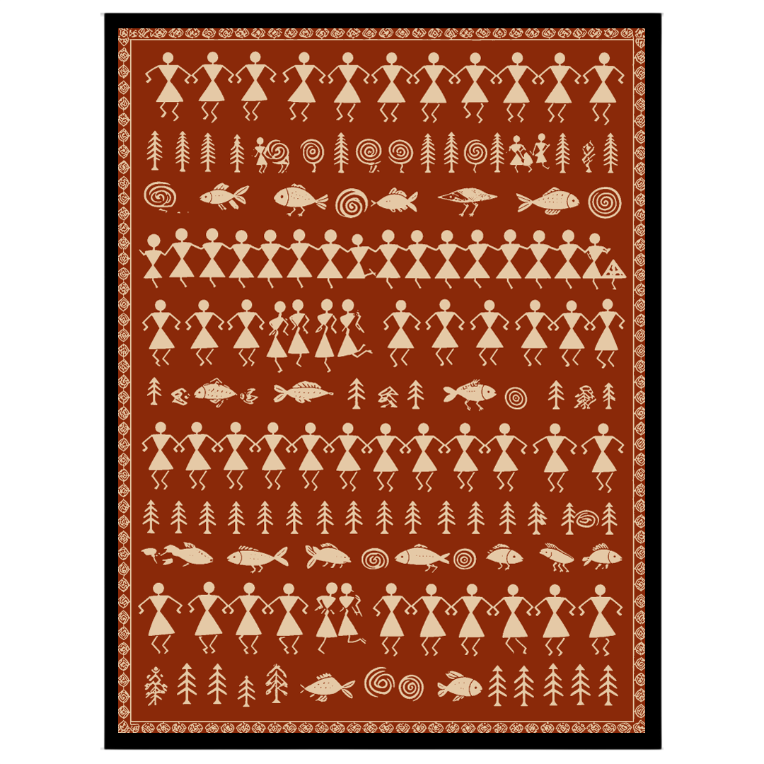 Immerse yourself in the harmonious rhythms of village life with this captivating Warli art piece. for bedroom