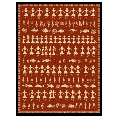 Immerse yourself in the harmonious rhythms of village life with this captivating Warli art piece. for bedroom