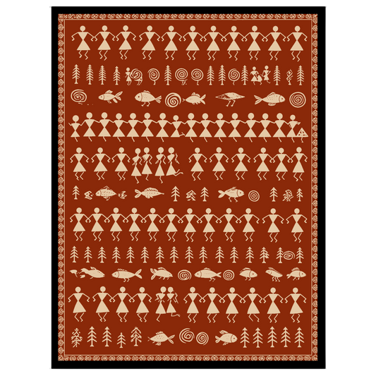 Immerse yourself in the harmonious rhythms of village life with this captivating Warli art piece. for bedroom