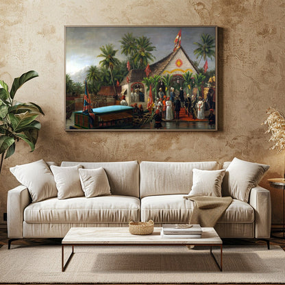 Immerse yourself in a historical tableau with this intricate depiction of a colonial ceremony by for Family Room